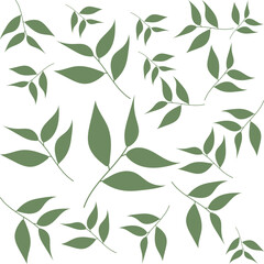 Leaves Pattern Background Vector , Floral Illustration Vector Pattern , Plant , Wallpaper