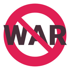 Single word "War" isolated on a blue background crossed out by the circular red prohibition symbol