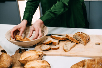 Artisan Sourdough Bread Preparation on Wooden Board