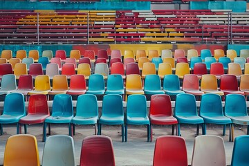 Rows Of Empty Seats In Sports Stadium