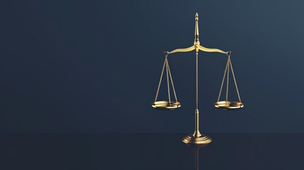 Law Day symbol: clean gold scale, representing justice, on a gradient background. Law Day celebrates with a gold scale, symbol of justice, on blue-gray. - obrazy, fototapety, plakaty