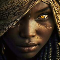 african native princess close up - obrazy, fototapety, plakaty