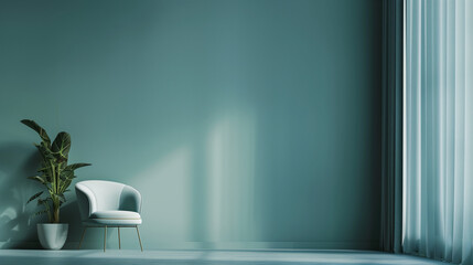 Blue modern minimalistic interior background wall mockup 3d render