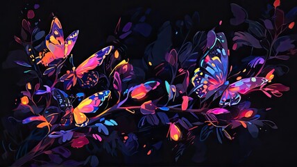 flowers on black background