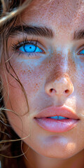 Close Up Portrait of Woman With Blue Eyes