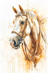 a painting of a kentucky saddler horse in boho - obrazy, fototapety, plakaty