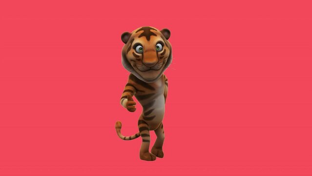 Fun 3D cartoon tiger with thumbs up and down (with alpha channel included)