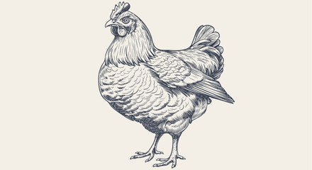 Chicken, hen, sketch. Vintage retro print, chicken, hen sketch ink pencil style drawing, engrave old school. Sketch artwork silhouette chicken, hen isolated on white background. Vector Illustration - 774144014