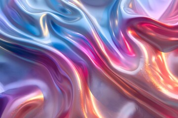 Obraz premium Colorful liquid metallic abstract wavy background with reflects , Elegant backdrop. Jewelry pattern