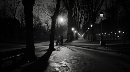 a quiet night park
