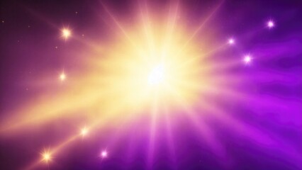 Asymmetric Purple light burst, rays of lights on dark Maroon background with the color of yellow, golden sparkling and bokeh