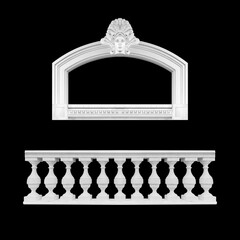 Details, elements of buildings classical architecture. Isolated on a black. Templates for art, design. - 774145671