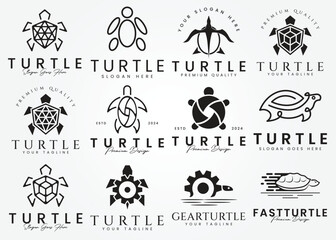 set bundle Turtle logo vector with a minimalist concept