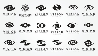 set bundle vision vector logo vintage template illustration design