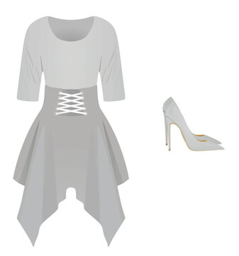  Woman dress and shoes. vector illustration