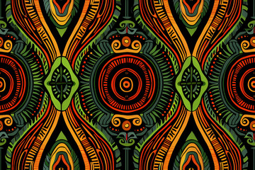 Seamless traditional fabric African pattern, generative AI