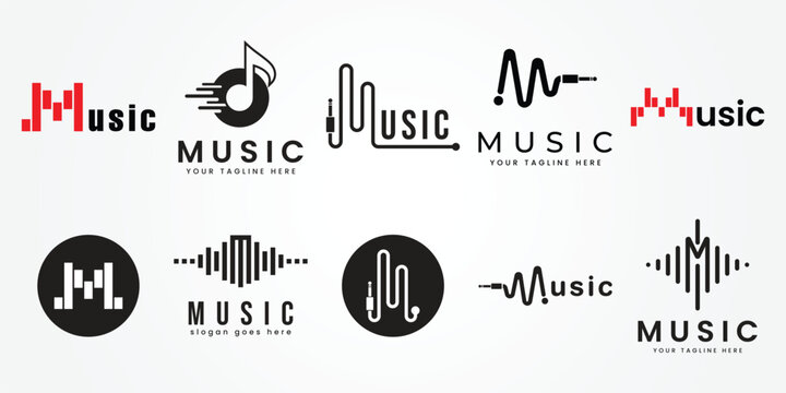 set bundle Music logo design collection with gradient style