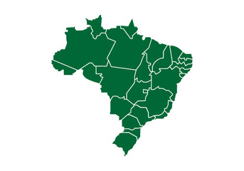 Mapa verde de Brasil en fondo blanco. © Gabrieuskal
