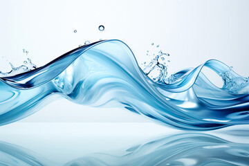 Splashing blue water waves on white background - obrazy, fototapety, plakaty