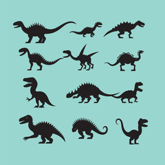 Dinosaur silhouette vector set 