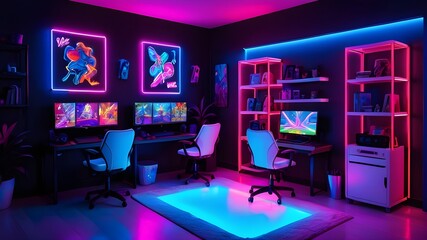 Neon Lightning Gaming Room Expedition