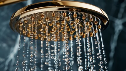 Close-up of a high-quality, vintage gold wall-mounted faucet over an elegant sink, capturing the inspired design of a luxurious bathroom