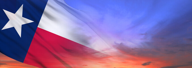 Flag of Texas on the sky background. Holiday concept. 3d illustration