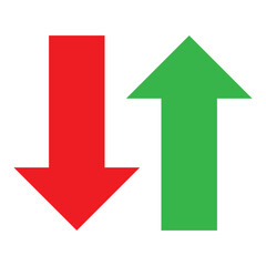 Green Up and Red Down Arrow Stock Market Inflation Interest Rate or Price Icon Set. Vector Image. eps10