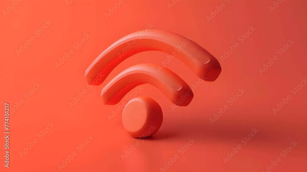 Poster minimalist 3d clay-style rendering of a wi-fi symbol representing connectivity and the digital age
