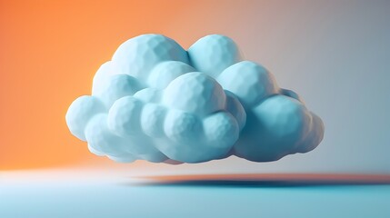 Minimalistic Clay-Style Rendering of a Cloud Computing Icon Floating in the Sky