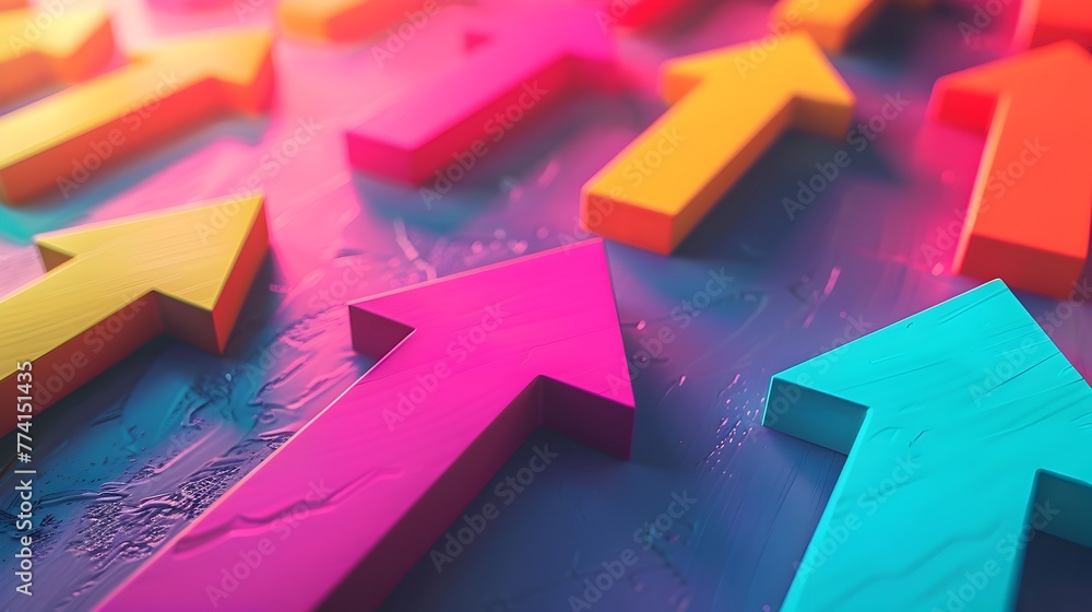 Aufkleber merging arrows converging towards a shared goal for team unity and business success