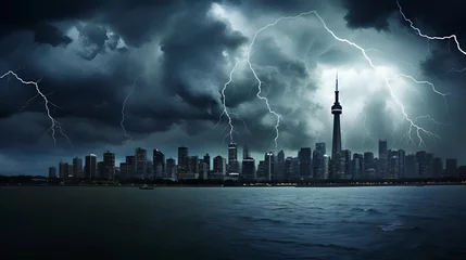 Keuken spatwand met foto Toronto skyline during a summer thunderstorm © Chayanin Wongpracha