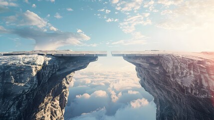 Arrows Forming A Bridge Over Dramatic Cliff Chasm,Depicting Problem-Solving and Innovation in Business
