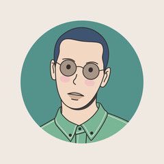 a man with shaved hair wearing glasses. avatar person illustration. illustration design for avatar or profile
