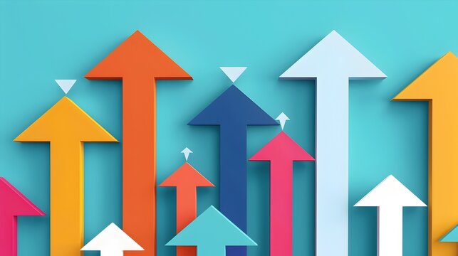 Diverse Growth Strategy Depicted by Colorful Upward Pointing Arrows Showcasing Business Values and Opportunities description:This image depicts a