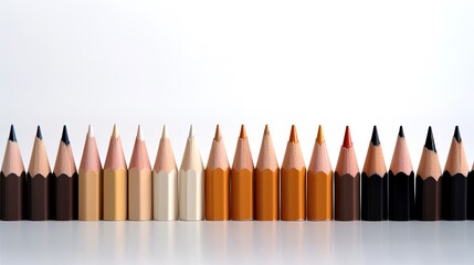 A spectrum of color pencil tips in various shades of brown