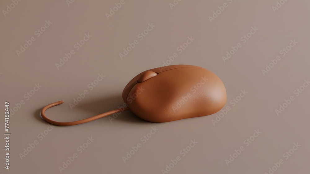 Poster mouse sculpture - reimagined iconic computer accessory in clay and 3d rendering