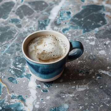 a colse up coffee standing up, top view
