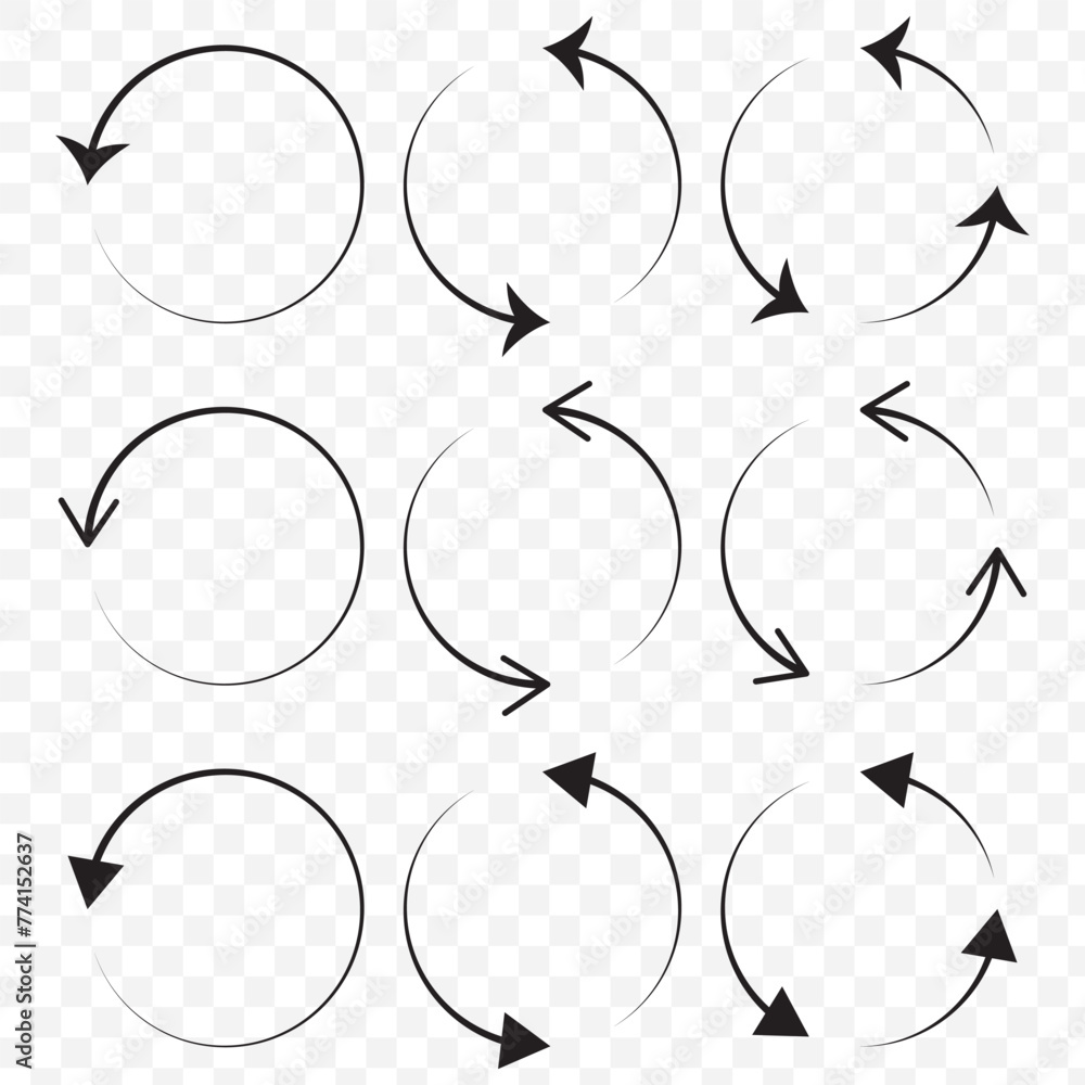 Poster circle arrow icon set , loop icon. circular arrow icon, refresh, reload. set of circle arrows rotati