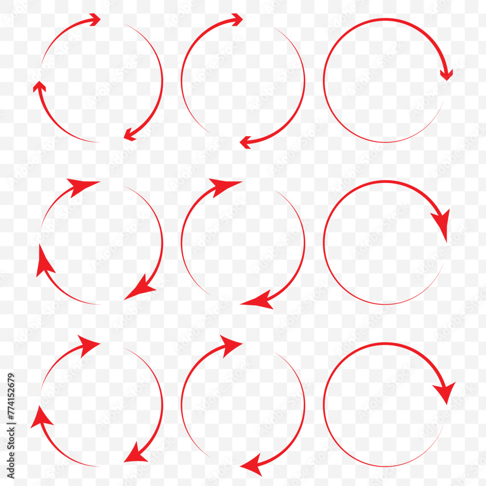 Poster spin circular arrow red color vector for background design. eps10