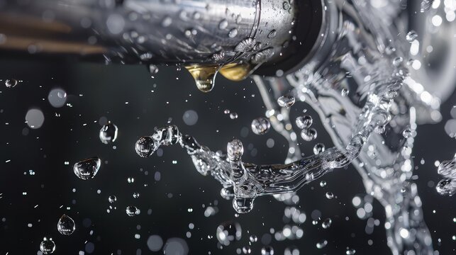 Close-up of a water leak from a pipe near an airport tap, highlighting the urgency of addressing infrastructure problems