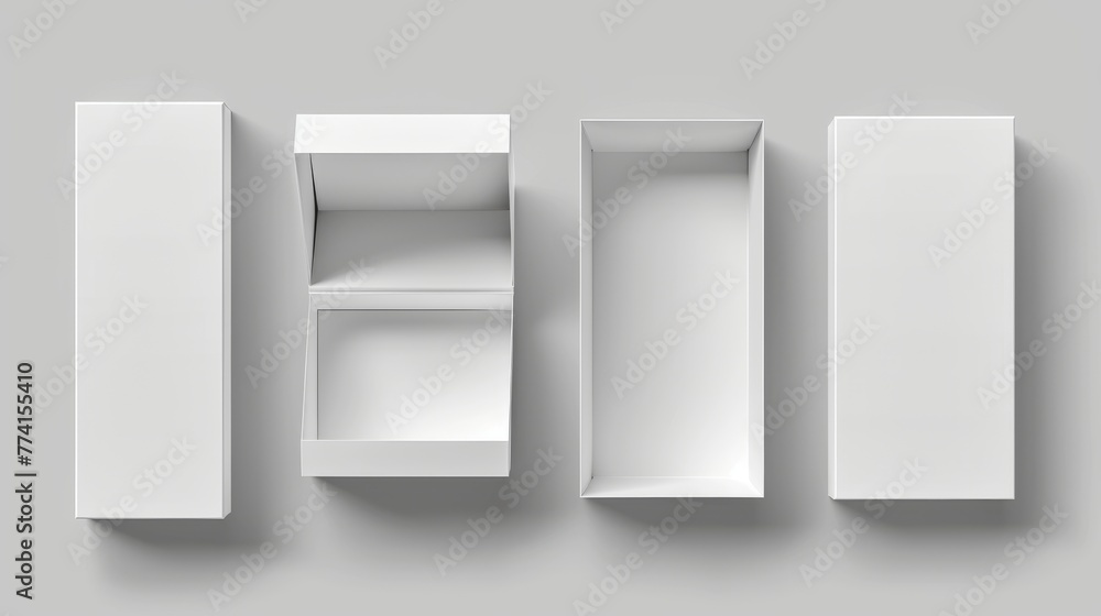 Poster a modern realistic illustration of a set of slide boxes isolated on a gray background. a realistic p