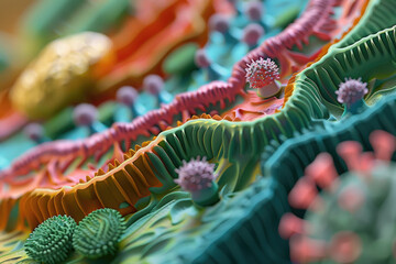 Close up of a three dimensional bacteria model showcasing the intricate details and complexity of the organisms that cause disease