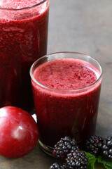 berry smoothie in a glass for healthy eating