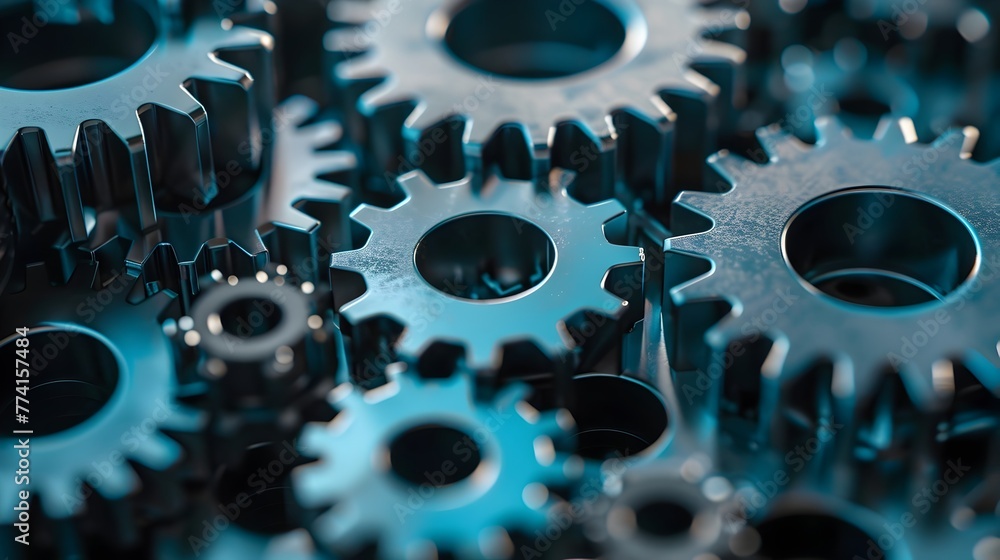 Poster interlocking gears symbolizing seamless and interdependence of core business functions