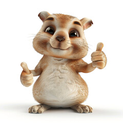 Naklejka premium A 3d cartoon cute and smiling character giving a thumbs up. 