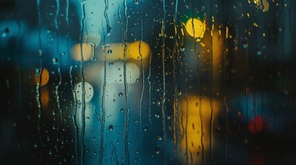 Captivating cinema graph captures raindrops gracefully trickling down a windowpane, offering a serene moment amidst life's hustle and bustle.