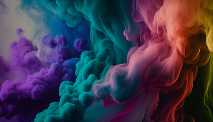 Multicolored picturesque full frame backdrop of abstract fantastic dense smoke of different shades. backdrop of abstract fantastic dense smoke, Ai generated