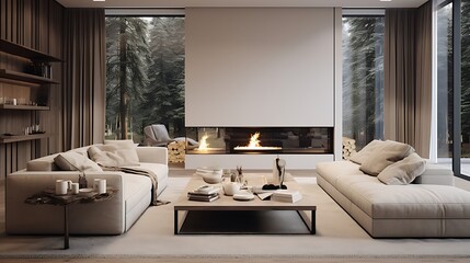 living room interior with fireplace