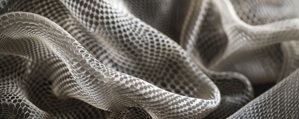 Abstract elegance, a close-up of delicate snake print fabric in motion - obrazy, fototapety, plakaty